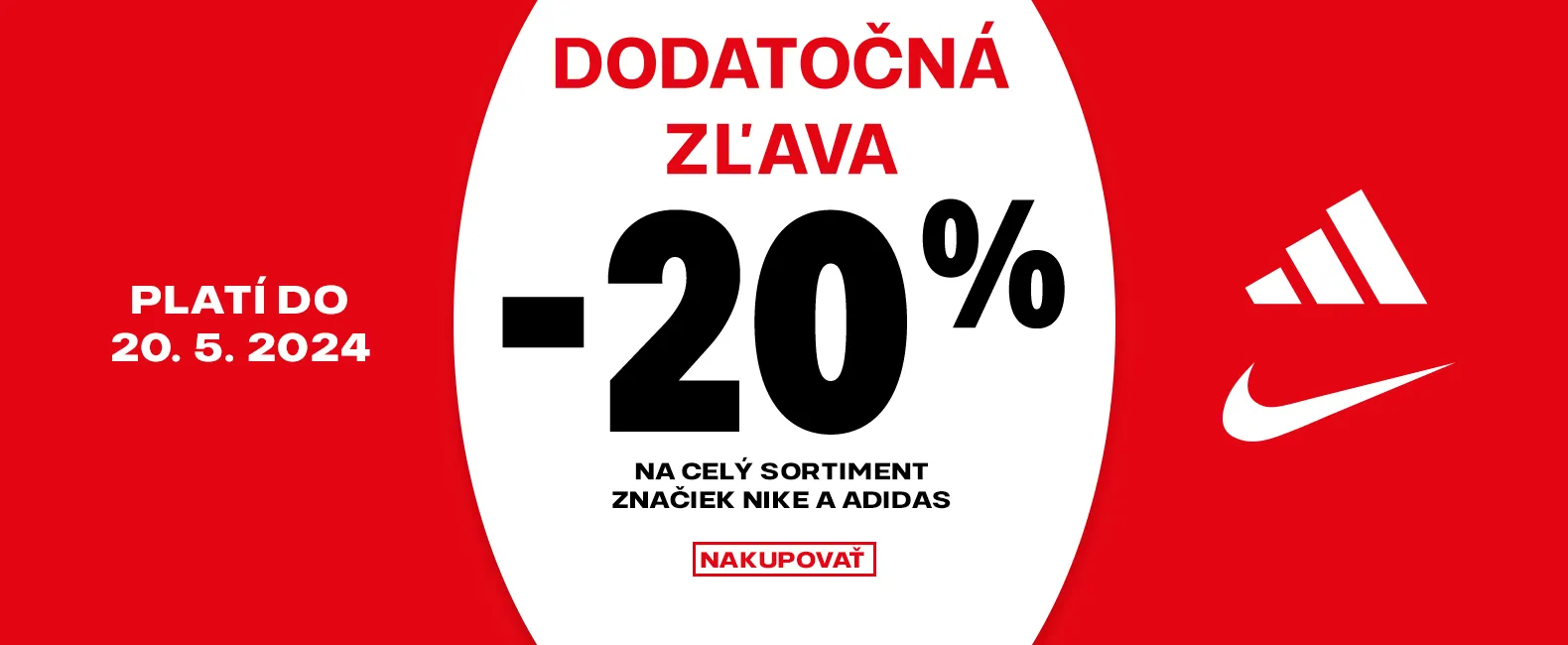 Nike a adidas -20 %